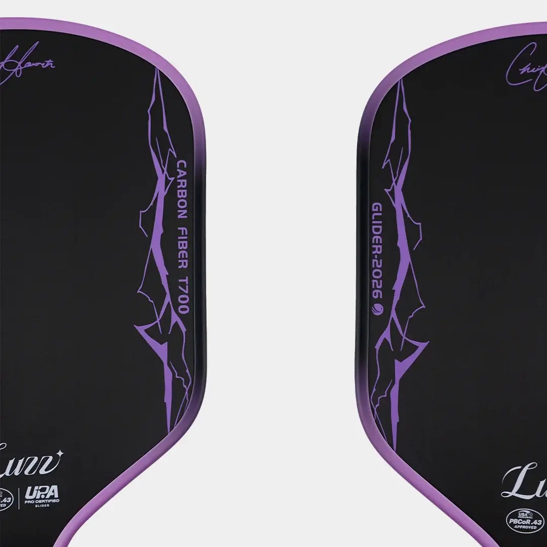 Luzz Chris Haworth Glider 2026 Hybrid Paddle showcasing carbon fiber technology and sleek design details.