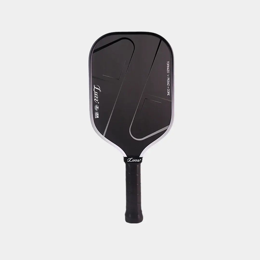 Luzz Pro 4 Tornazo pickleball paddle with PEBAZ foam core in sleek black design.