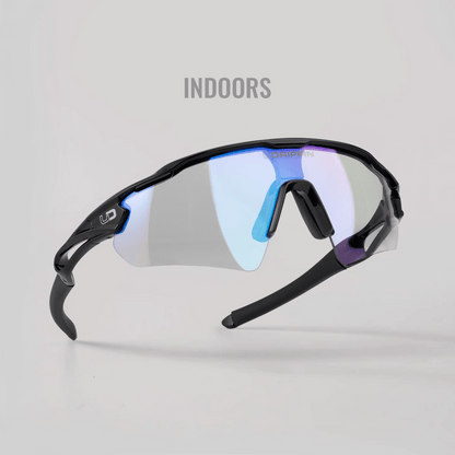 Udrippin "NIZO" Sunglasses with photochromic lenses, showcasing inside view and auto-tinting features.