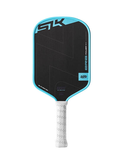 SLK ERA Power Elongated paddle with black and blue design, ideal for aggressive play styles and powerful shots.