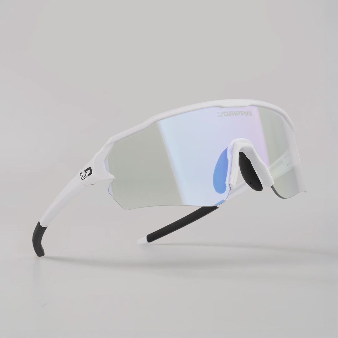 Udrippin "HAVOK" Sunglasses  - White with photochromic lenses for automatic UV protection.