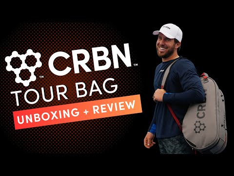 CRBN Tour Bag 2.0 in Pearl color, showcased by a man during unboxing and review.