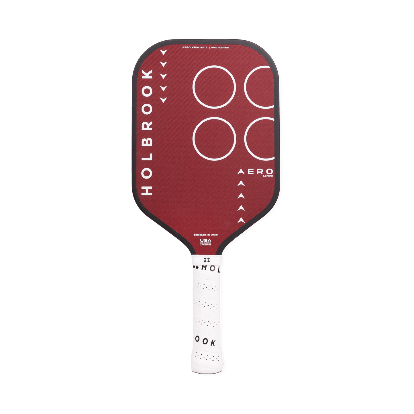 Holbrook Pro Aero Kevlar T Pickleball Paddle in red, featuring cutting-edge design for precision and performance.