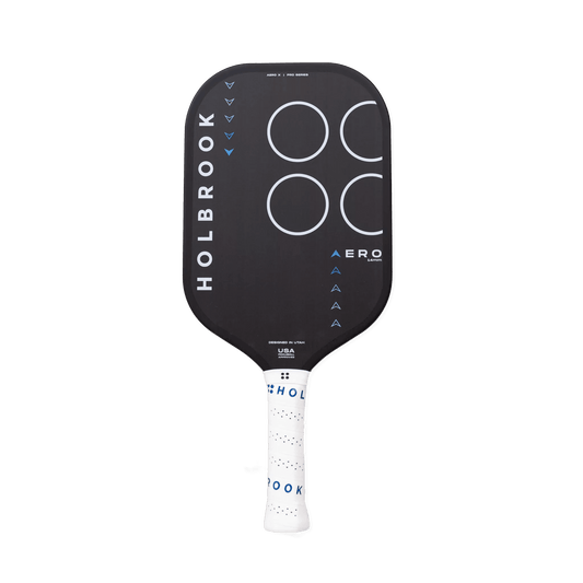 Holbrook Aero X paddle featuring a hybrid elongated face and a 5.25-inch handle for enhanced precision and power.