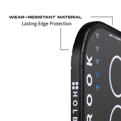 Holbrook Protective Edge Tape showcasing wear-resistant material for lasting edge protection on a pickleball paddle.