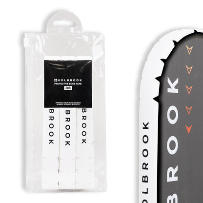 Holbrook Protective Edge Tape pack displaying three strips in a zip pouch for pickleball paddle protection.