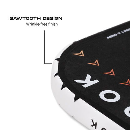 Close-up of Holbrook protective edge tape showing sawtooth design and wrinkle-free finish for pickleball paddle.