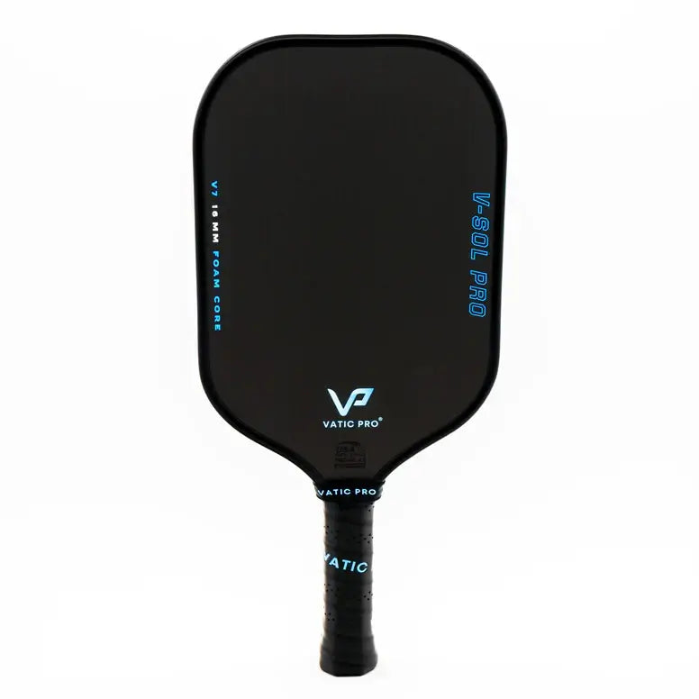 Vatic Pro V-SOL PRO V7 paddle showcasing its foam core design and sleek black finish.