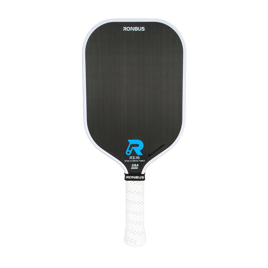 Ronbus R3.16 control paddle with raw Toray T700 carbon fiber, extra-long handle, textured finish, and balanced weight distribution.