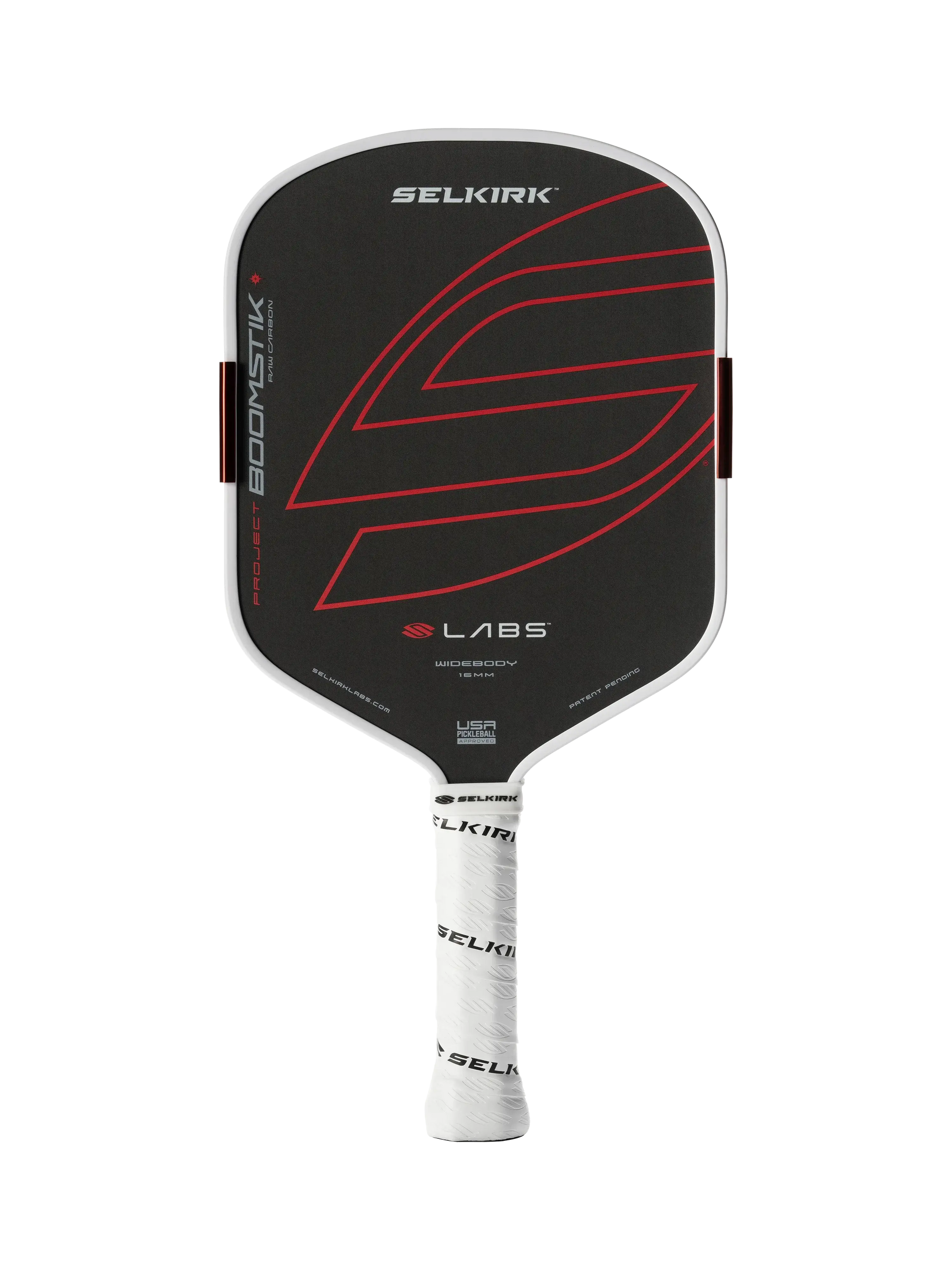 Selkirk LABS Project Boomstik® Raw Carbon [WIDE BODY] pickleball racket front view.