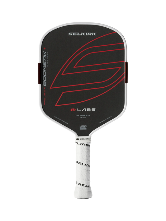 Selkirk LABS Project Boomstik® Raw Carbon [WIDE BODY] pickleball racket front view.