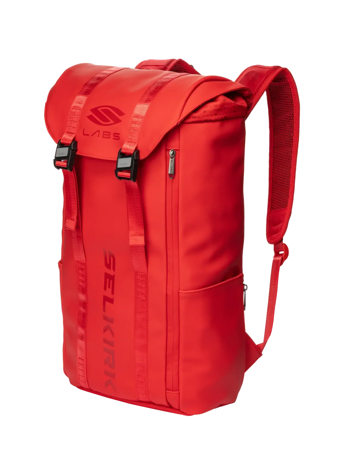 Selkirk LABS Prestige Pickleball Backpack in red, designed for organized gear storage for pickleball enthusiasts.