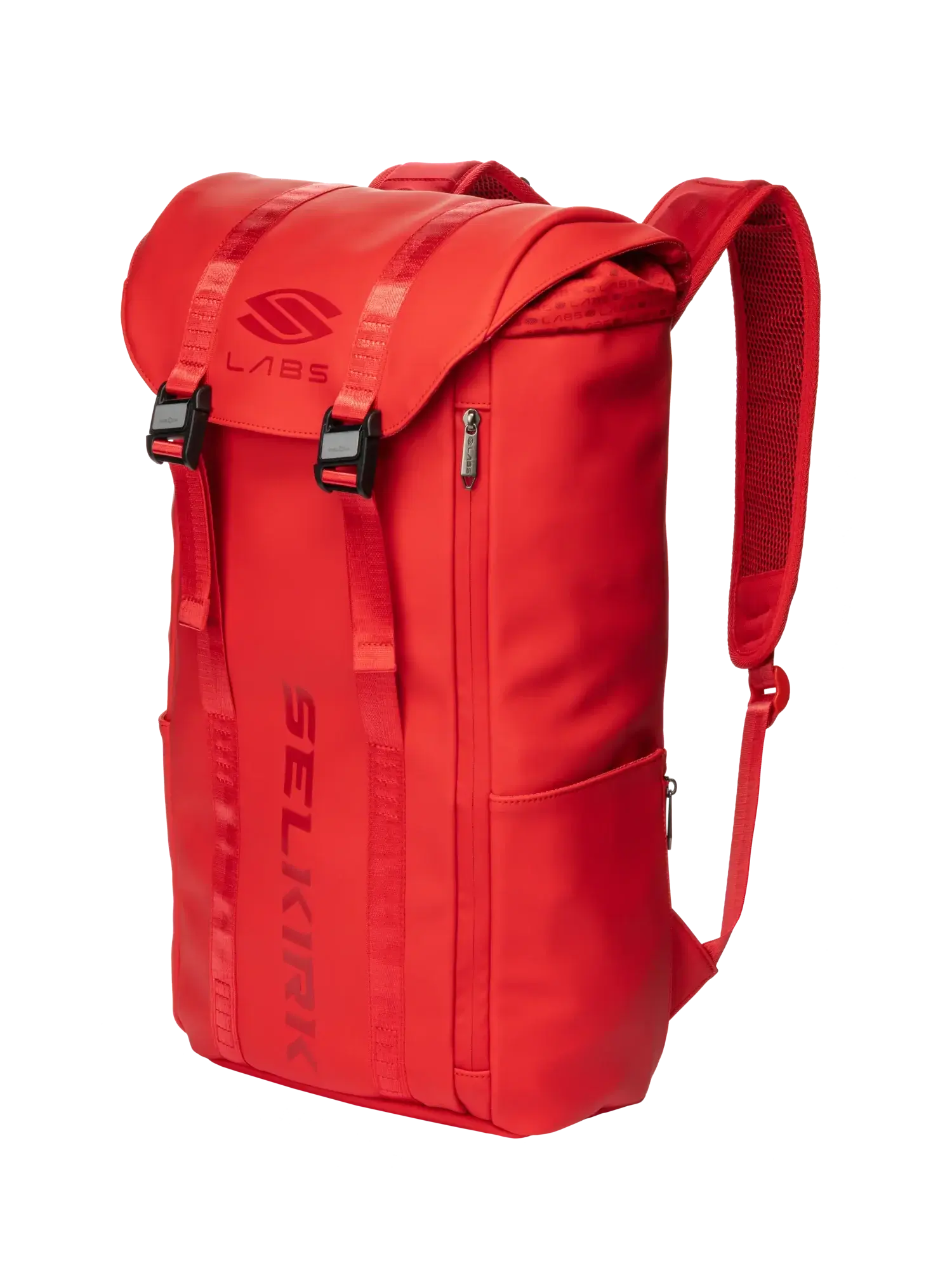 Selkirk LABS Prestige Pickleball Backpack in red, designed for organized gear storage for pickleball enthusiasts.