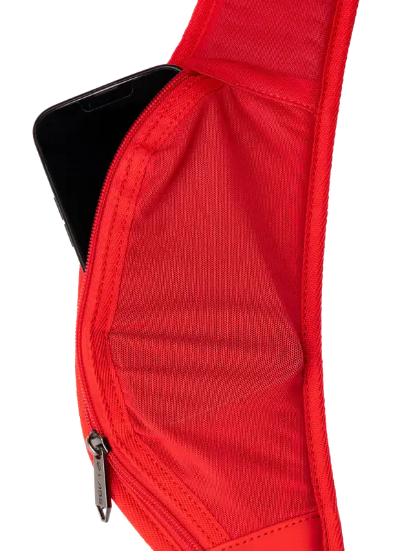 Inside view of Selkirk LABS Prestige Pickleball Backpack's pocket showing phone storage.