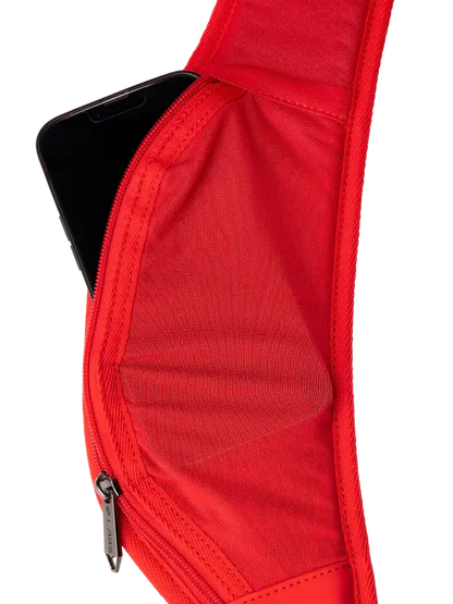 Inside view of Selkirk LABS Prestige Pickleball Backpack's pocket showing phone storage.
