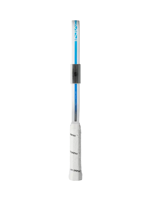 Selkirk OMNI Pickleball Paddle (Elongated) displayed vertically with a white grip and blue details.