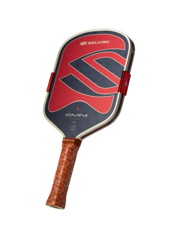 Selkirk OMNI Pickleball Paddle 1776 (Wide Body) with red and black design and textured handle.