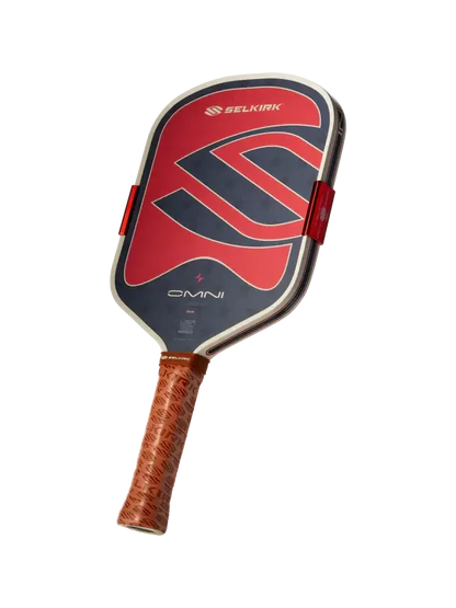 Selkirk OMNI Pickleball Paddle 1776 (Wide Body) with red and black design and textured handle.