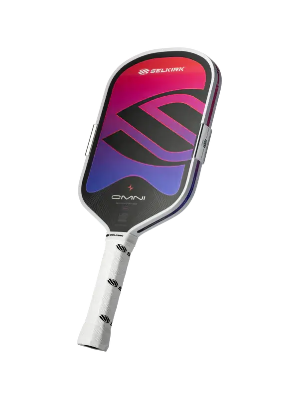 Selkirk OMNI Pickleball Paddle (Elongated) with a colorful design and ergonomic handle.