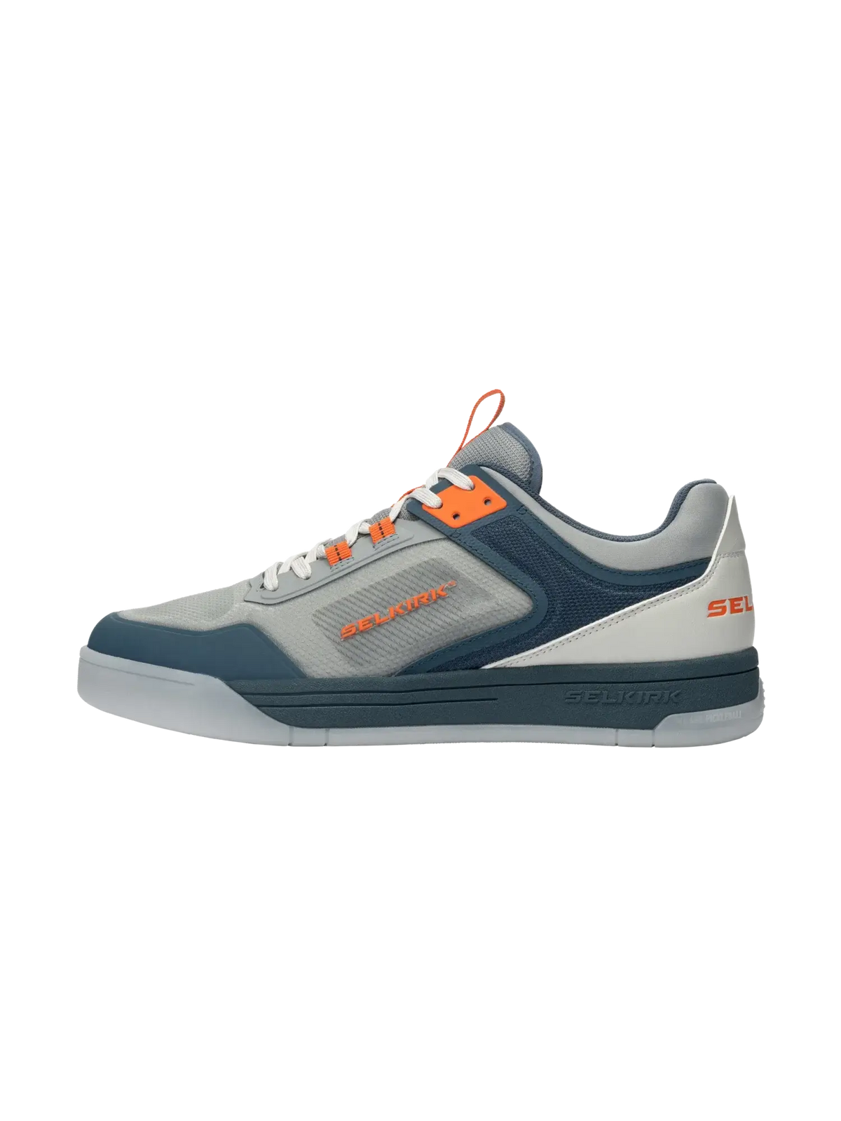 Selkirk Sport Legacy Pro Men's Pickleball Shoe with InfiniGrip side view in gray and blue