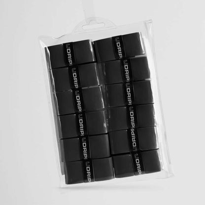 Udrippin Pitch Black - Pro Tour pack of 12 high quality tack grips for enhanced performance in all weather.