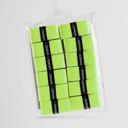 Udrippin Neon Green - Pro Tour tack grips in a pack of 12, featuring high grip and sweat absorbent qualities.