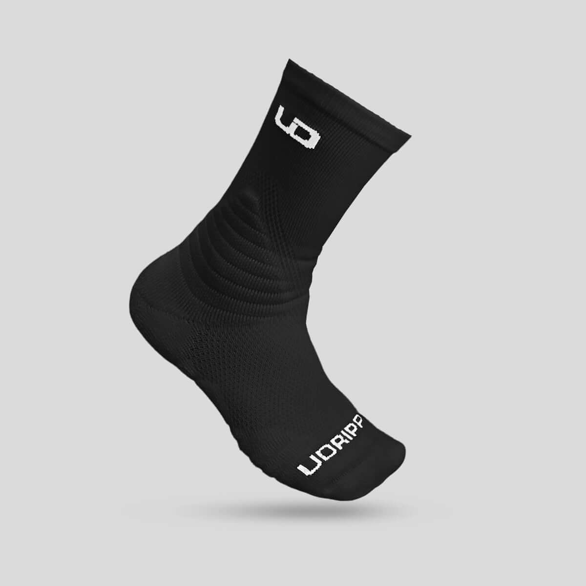 Udrippin MaxDRIP Cushion Socks in black, designed for maximum comfort and durability during athletic activities.
