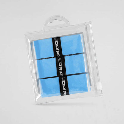 Udrippin Sky Blue - Comfort Tour grips packaged in a clear bag, featuring a durable and sweat-absorbent design.