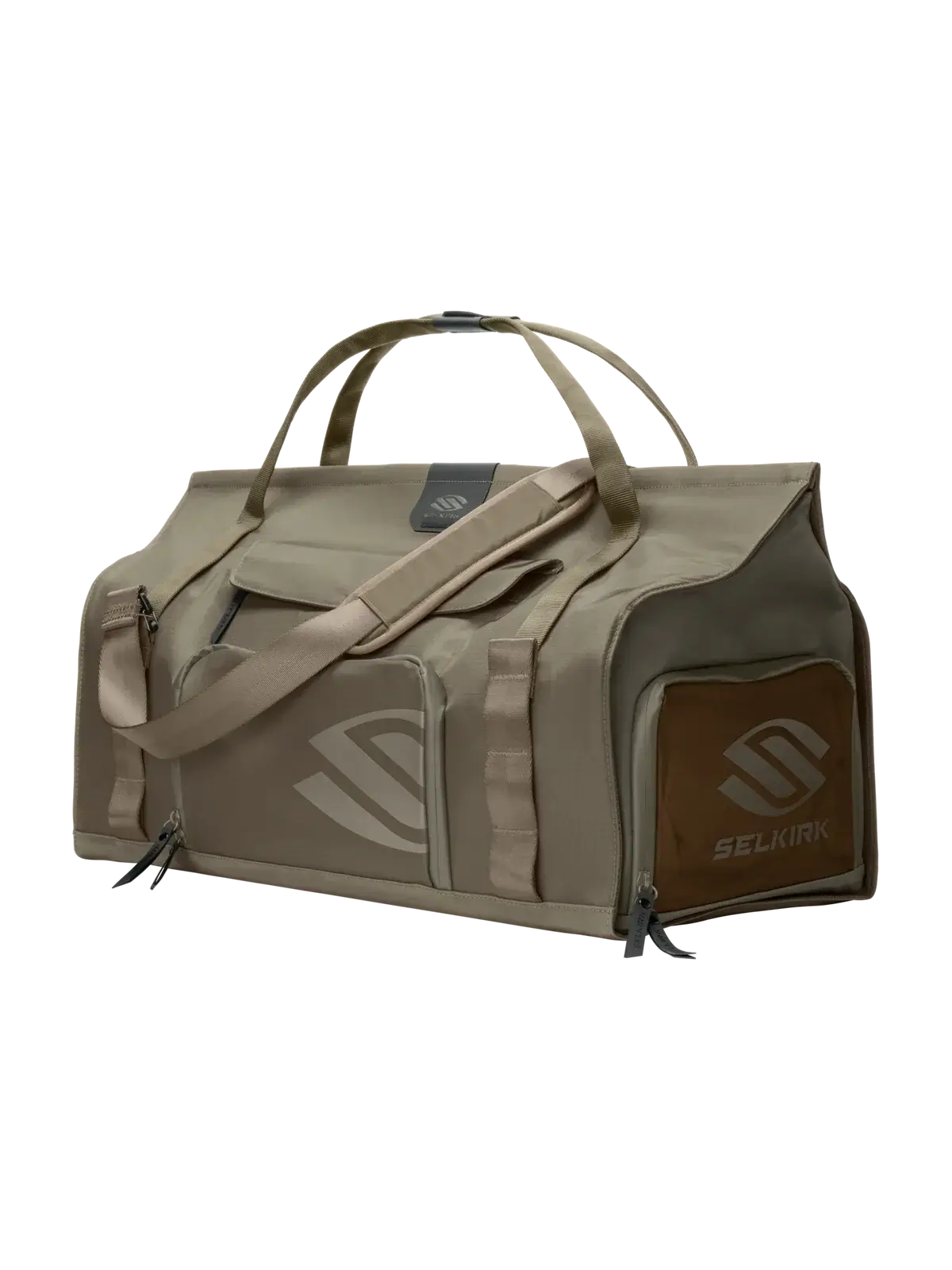 Selkirk Pro Line 2.0 Pickleball Duffle (45L) in gray, designed for gear organization and paddle safety.