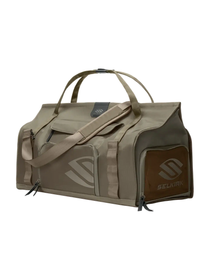 Selkirk Pro Line 2.0 Pickleball Duffle (45L) in gray, designed for gear organization and paddle safety.