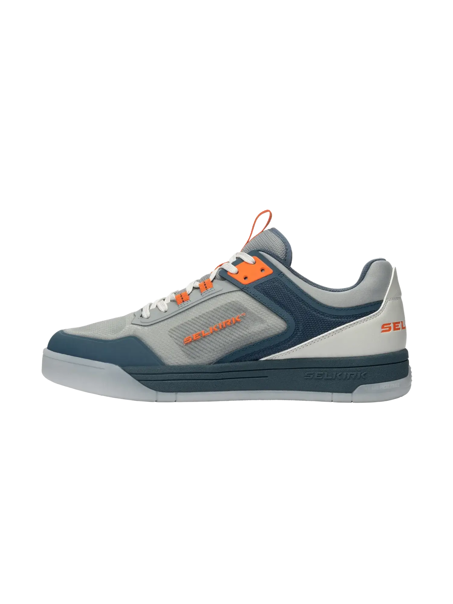 Selkirk Sport Legacy Pro Men's Pickleball Shoe with InfiniGrip side view in gray and blue