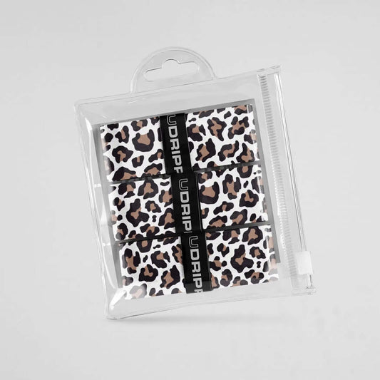 Udrippin White Leopard Print - Custom Grips in a pack showcasing bold leopard design.
