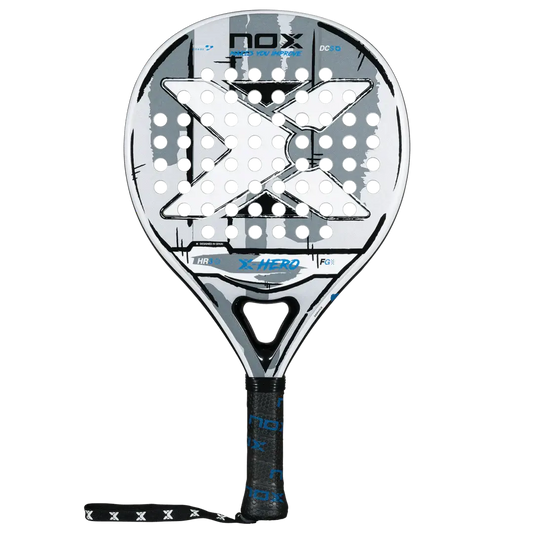 NOX X-HERO WHITE paddle racket designed for beginner and intermediate players for optimal control and maneuverability.