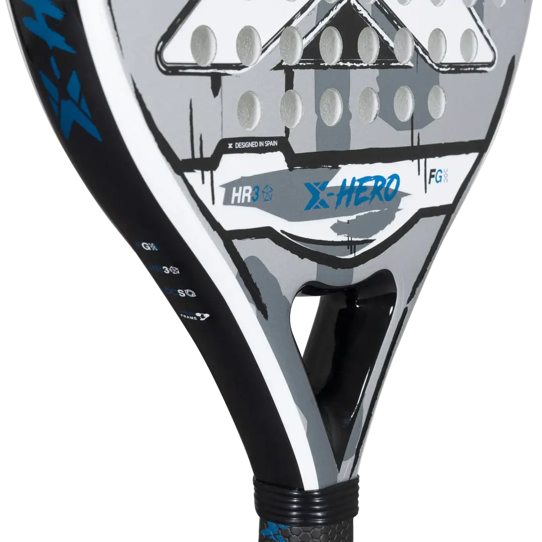 NOX X-HERO WHITE paddle racket featuring HR3 rubber core and dynamic design for beginner and intermediate players.