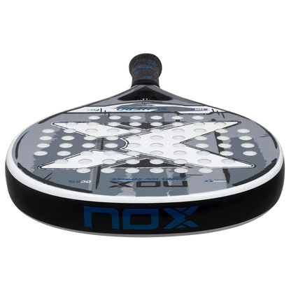 NOX X-HERO WHITE racket showing its round shape and design, perfect for beginners and intermediate players.